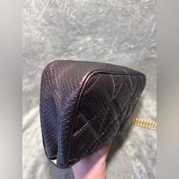 Coach Cassidy Oxblood Snake Embossed Diamond Quilted Leather Crossbody - Picture 15 of 16